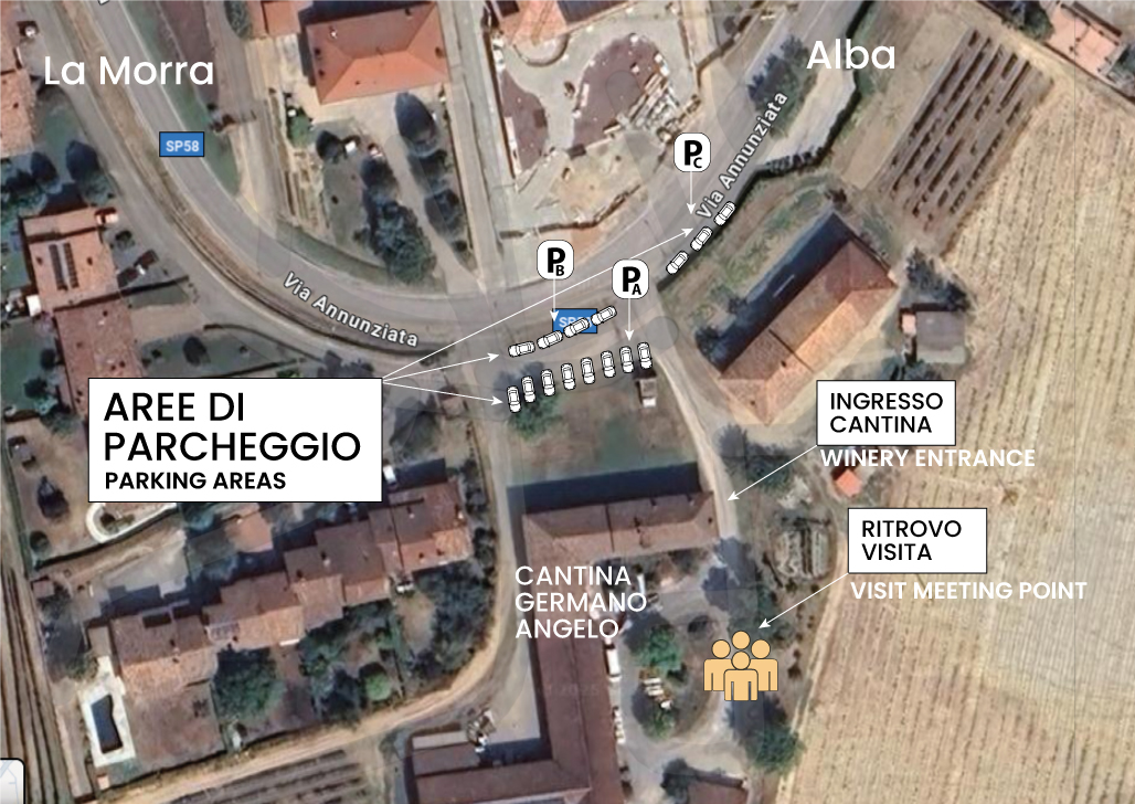 parcheggio visita alla cantina germano pianta vista dall'alto